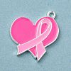 Breast Cancer Pink Awareness Ribbon Theme Alloy Enamel Pendants ENAM-A147-01C-1