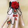 Gothic Style Retro Alloy Lace Flower Link Rings Bracelets for Women WG15940-02-1