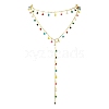 Adjustable Brass Colorful Enamel Flat Round Tassel Lariat Necklaces for Women NJEW-JN05131-2