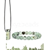 Natural Prehnite Beads Stretch Bracelets & Pendant Necklaces Sets for Men PW-WGF85DB-09-1