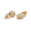 Brass Micro Pave Clear Cubic Zirconia Lobster Claw Clasps ZIRC-S067-069G-NR-2