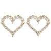 Rack Plating Heart Brass Clear Cubic Zirconia Stud Earrings EJEW-M090-15G-1