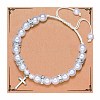 Handmade Woven Plastic imitation Pearl Braided Bead Bracelets UD0895-2-1