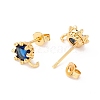 Rack Plating Brass Cubic Zirconia Stud Earrings Findings MAK-I684-11G-05-RS-2