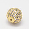 CZ Brass Micro Pave Cubic Zirconia Round Beads ZIRC-L017-05-3