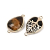 Natural Rose Quartz/Tiger Eyes/Crystal Quartz/Amethyst/Black Onyx/Synthetic Turquoise Faceted Connector Charms G-K347-04G-2