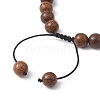Natural Wenge Wood & Obsidian Round Braided Bead Bracelet BJEW-JB09757-01-4