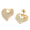 Brass Micro Pave Clear Cubic Zirconia Stud Earrings EJEW-U005-12A-G-2