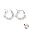 Rhodium Plated 925 Sterling Silver Hoop Earrings EJEW-K258-15B-P-1