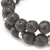 2Pcs 2 Style Natural Lava Rock & Synthetic Hematite Stretch Bracelets Set with Alloy Tube Beaded BJEW-JB08319-6