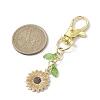 Sunflower Alloy Enamel Pendant Decorations HJEW-JM01757-2