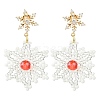 Christmas Snowflake Glass Seed Braided Dangle Earrings EJEW-MZ00233-02-1