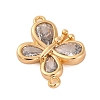 Brass Pave Clear Cubic Zirconia Connector Charms KK-Z066-09G-2