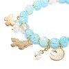 Synthetic Crackle Quartz & Natural Yellow Jade Beaded Stretch Bracelet BJEW-JB08527-02-5