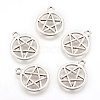 Tibetan Style Alloy Flat Round with Star Charms TIBEP-5248-AS-LF-1