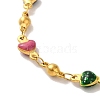 304 Stainless Steel Enamel Colorful Heart Link Chains Bracelets for Women BJEW-B079-01G-2
