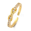 Brass Micro Pave Clear Cubic Zirconia Cuff Finger Rings RJEW-G337-22G-4