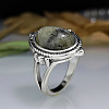 Oval Zinc Alloy Natural Labradorite Finger Rings WG970F5-03-1