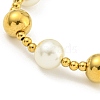 304 Stainless Steel & 201 Stainless Steel & Plastic Pearl Round Beaded Bracelets for Women BJEW-G717-02B-G-2