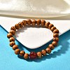 Wood Beaded Stretch Bracelets BJEW-JB01941-7