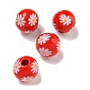 Printed Wood European Beads WOOD-G022-19G-1