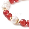 Natural Mixed Gemstone & Pearl Round Beaded Stretch Bracelet for Women BJEW-JB09246-4
