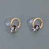 Two Tone Brass Twisted Hoop Earrings CZ4094-2