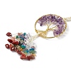 Natural Amethyst Tree of Life with Mixed Gemstone Chips Tassel Big Pendant Decorations HJEW-H057-03G-A06-3