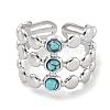 304 Stainless Steel Synthetic Turquoise Cuff Rings G-Z056-05P-03-2