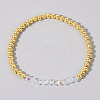 Colorful Birthstone Faceted Bicone & Brass Beaded Stretch Bracelets for Women RJ7989-6-1