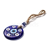 Flat Round with Evil Eye Lampwork Pendant Decoration HJEW-Z005-01I-2