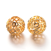 Hollow Round Brass Filigree Beads KK-L129-12G-1