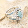 3Pcs Horse Eye Alloy & Crystal Rhinestone & Synthetic Turquoise Finger Rings FS-WG40CFA-08-3