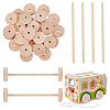 Olycraft 30 Set Chinese Cherry Wood Unfinshed Wheel & Stick DIY-OC0010-68B-1