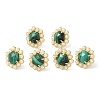 Ion Plating(IP) Natural Malachite Hexagon Stud Earrings with Plastic Pearl Beaded EJEW-E287-01G-01-2