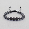 Black Gallstone Brass Micro Pave Zirconia Mesh Bead Woven bracelets for men WN1133-2-1