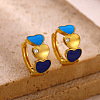 304 Stainless Steel Enamel Hoop Earrings for Women EJEW-K271-07G-2