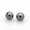 Half Drilled Round Non-magnetic Synthetic Hematite Beads G-P061-19-2