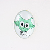 Cartoon Owl Printed Glass Oval Cabochons X-GGLA-N003-20x30-B11-1