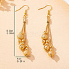 Brass Round Bead Tassel Dangle Earrings for Women WGC3478-01-4