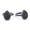 Electroplate Natural Druzy Quartz Crystal Finger Rings RJEW-I055-01B-RS-1