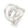 Non-Tarnish Hollow Heart 304 Stainless Steel Open Cuff Finger Rings for Women RJEW-P114-08P-1