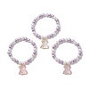 3Pcs 3 Color Glass Pearl Round Beaded Stretch Bracelets Set BJEW-JB09328-1