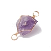 Raw Rough Natural Amethyst Copper Wire Wrapped Nuggets Connector Charms PALLOY-JF02789-4