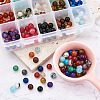 225Pcs 15 Style Natural Agate Round Beads G-TA0001-36-12