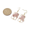 Natural Rose Quartz Chips Tree Dangle Earrings EJEW-JE05734-03-3