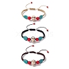3Pcs 3 Colors Adjustable Synthetic Dyed Turquoise & Magnesite Braided Bead Bracelets BJEW-JB10604-1