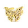 Butterfly Brass Micro Pave Cubic Zirconia Open Cuff Rings for Women RJEW-U003-26A-G-2