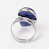 Adjustable Gemstone Brass Rings RJEW-N024-02E-2