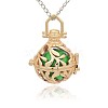 Golden Tone Brass Hollow Round Cage Pendants KK-J227-10G-1